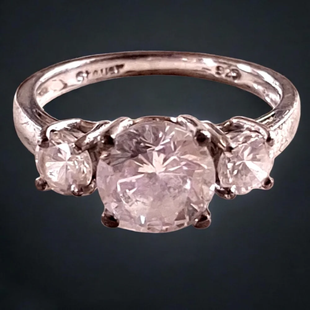 Vintage Signed STAUER Sterling Silver 925 3 Stone Ring Size 73.4 grams Size 7 - Picture 5 of 10